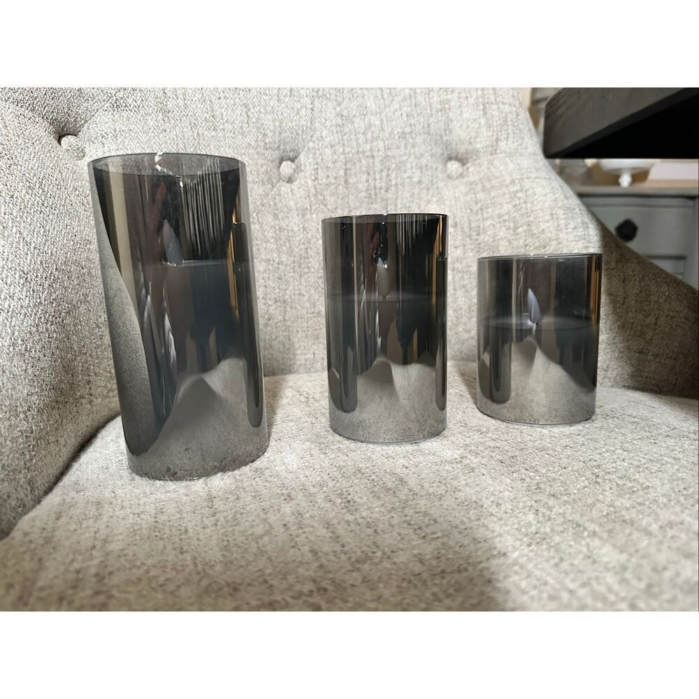 3 Silver and White Flameless Candles With Remote New in Box